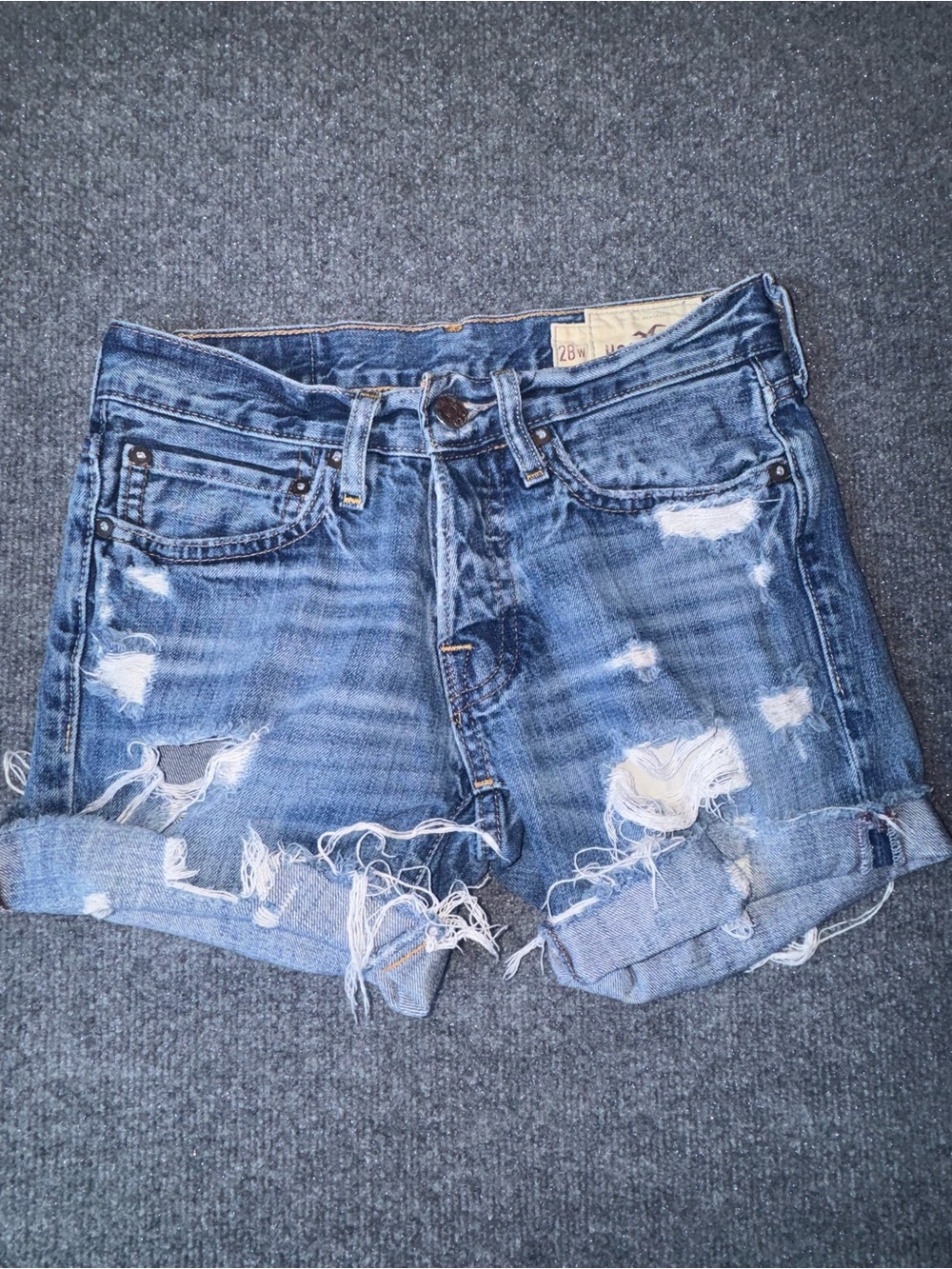Hollister Y2K Distressed Denim Shorts Sz 28 30 Micro Mini Dark Wash Jorts Cheeky